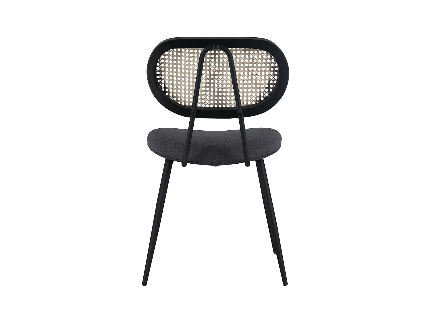 Conjunto de 2 cadeiras de cana e tecido de laço cinzento ELENA