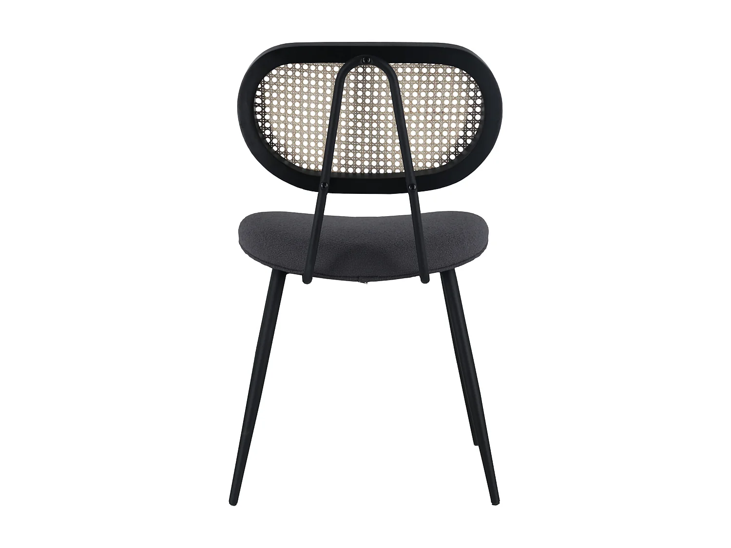 Set van 2 rieten stoelen en grijze lusstof ELENA