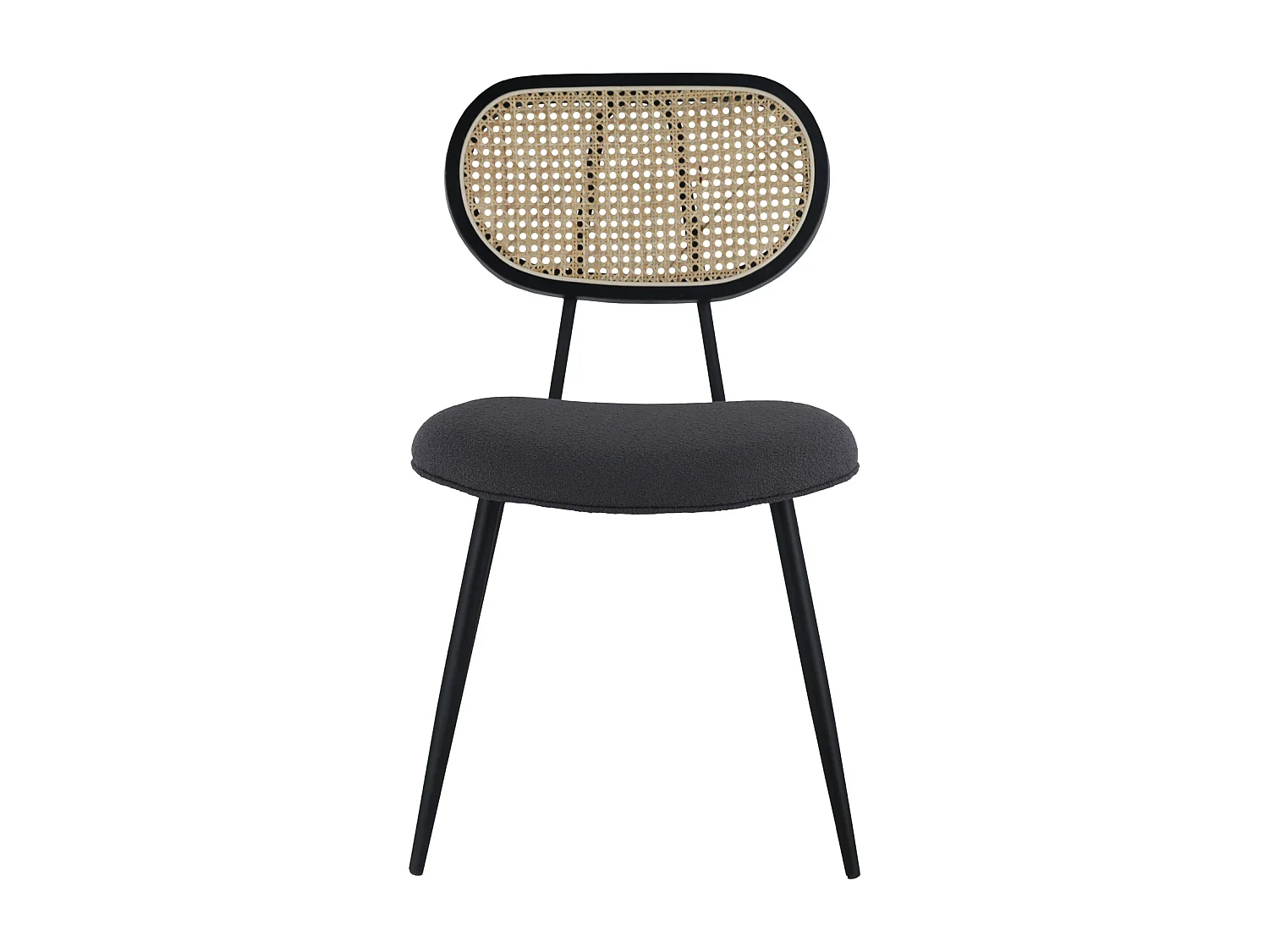 Lot de 2 chaises en cannage et tissu boucle gris ELENA - HAPPY GARDEN