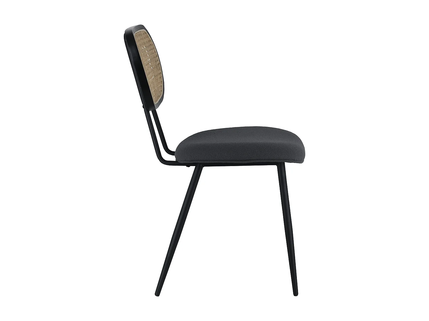 Set van 2 rieten stoelen en grijze lusstof ELENA