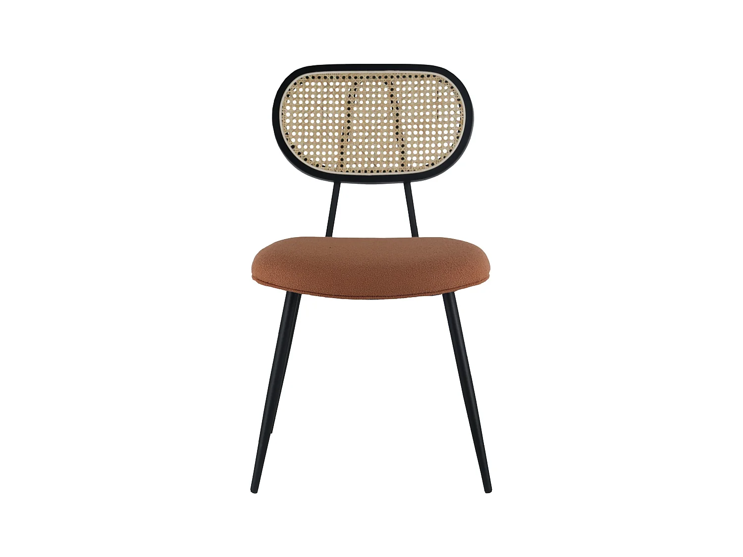 2er Set Stühlen aus Rohrgeflecht und Stoff mit rostroter Schleife ELENA