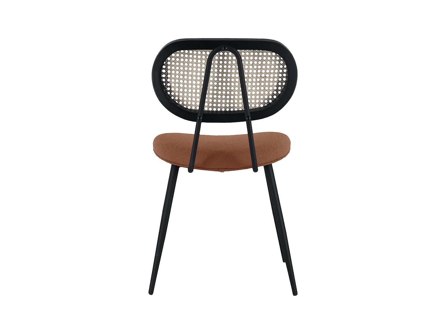 2er Set Stühlen aus Rohrgeflecht und Stoff mit rostroter Schleife ELENA