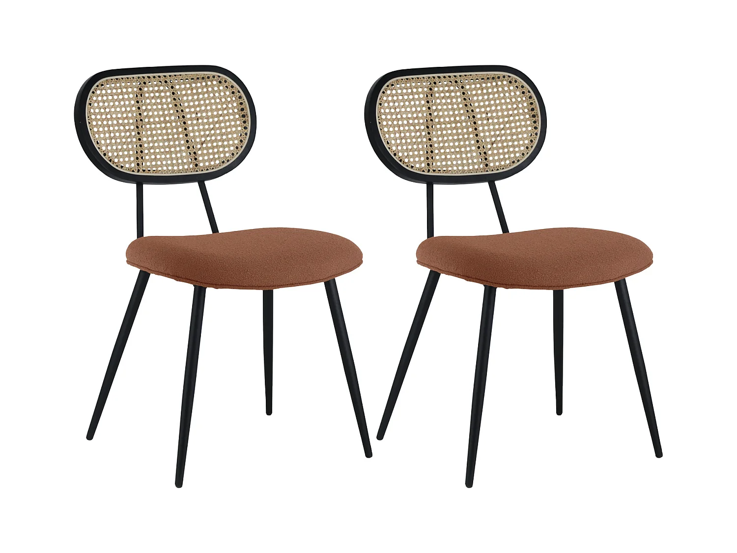 Juego de 2 sillas de rejilla color terracota ELENA