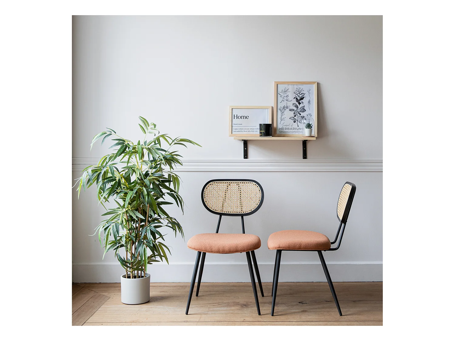 Juego de 2 sillas de rejilla color terracota ELENA