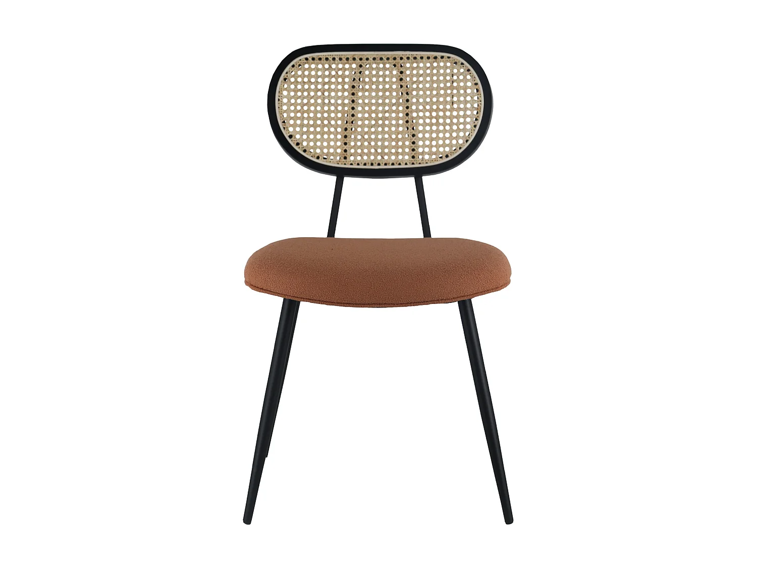 Lot de 2 chaises en cannage et tissu boucle rouille ELENA - HAPPY GARDEN