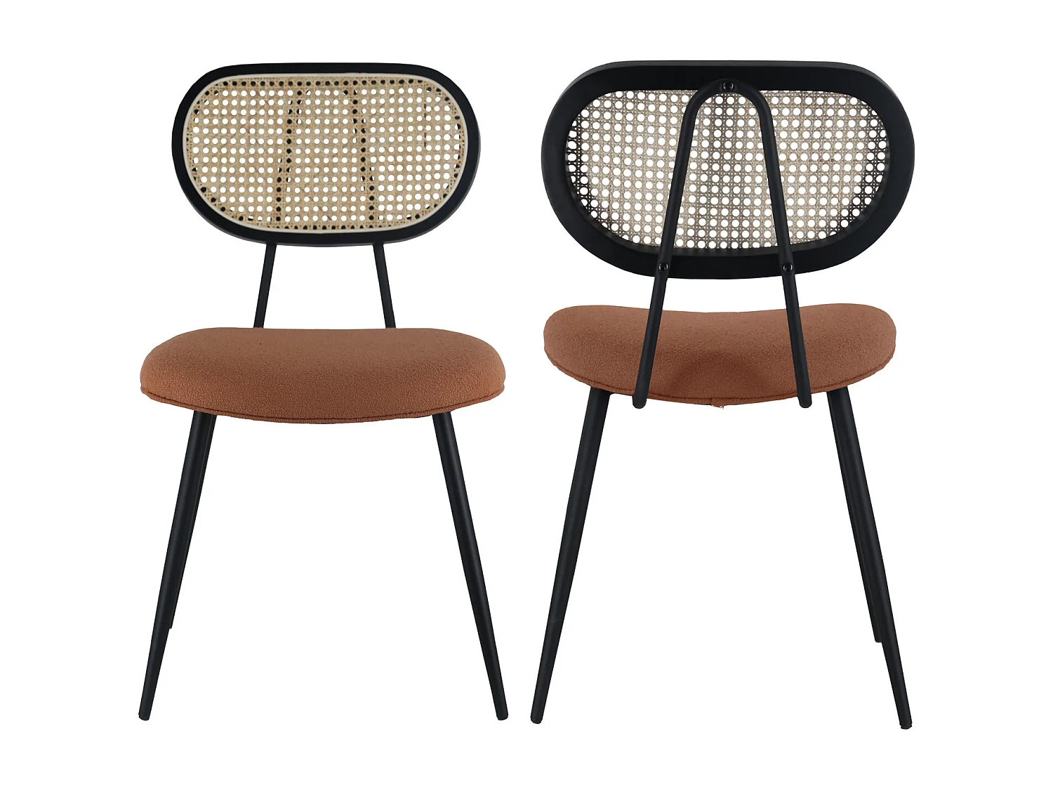 Conjunto de 2 cadeiras em tecido de cana e loop de cor de ferrugem ELENA