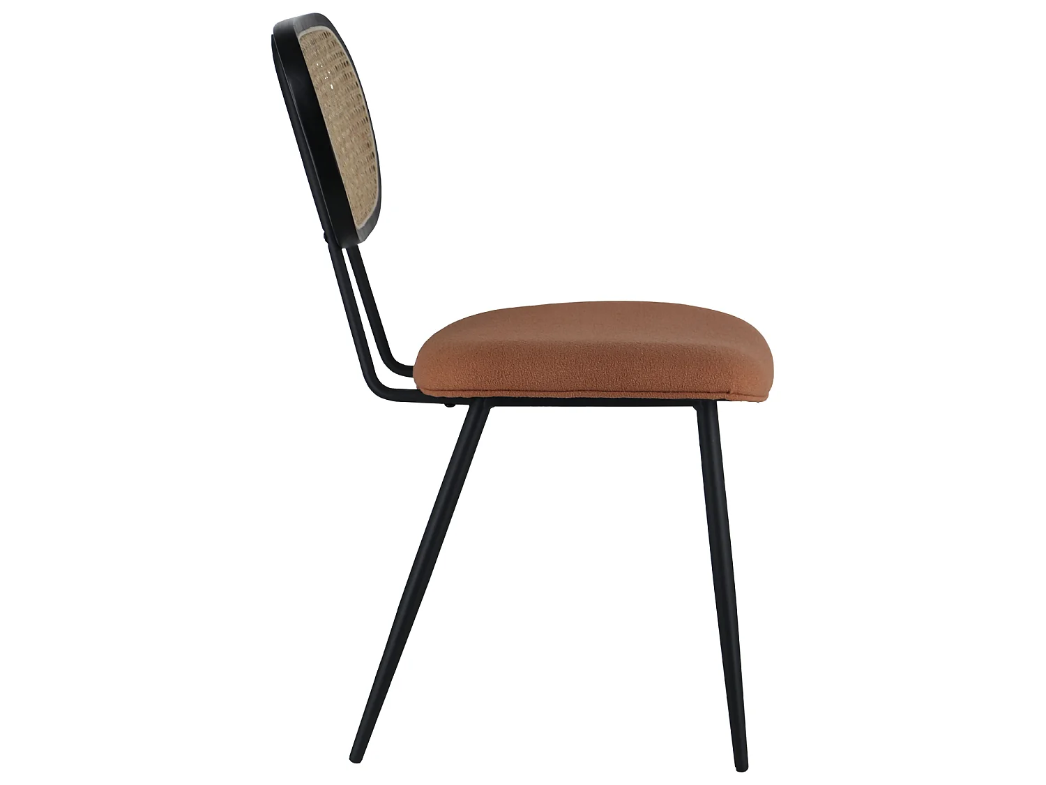 Set van 2 stoelen in riet en roestkleurige lusstof ELENA