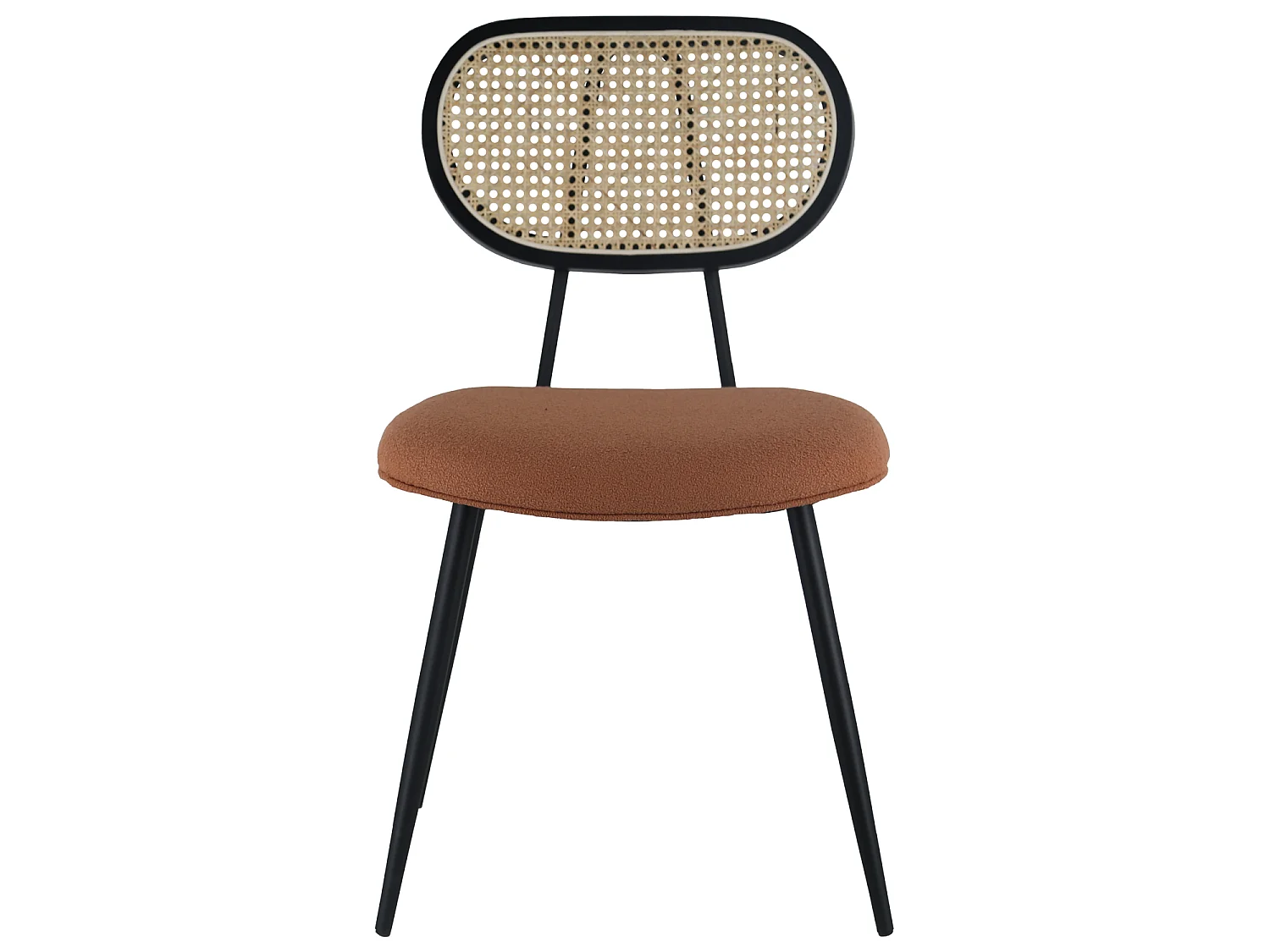 Set van 2 stoelen in riet en roestkleurige lusstof ELENA