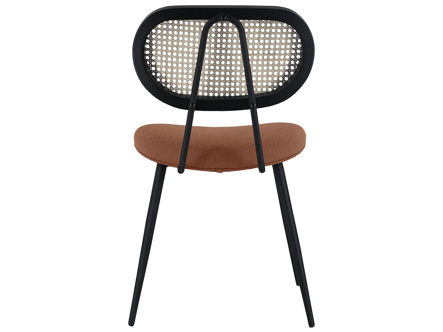 Set van 2 stoelen in riet en roestkleurige lusstof ELENA
