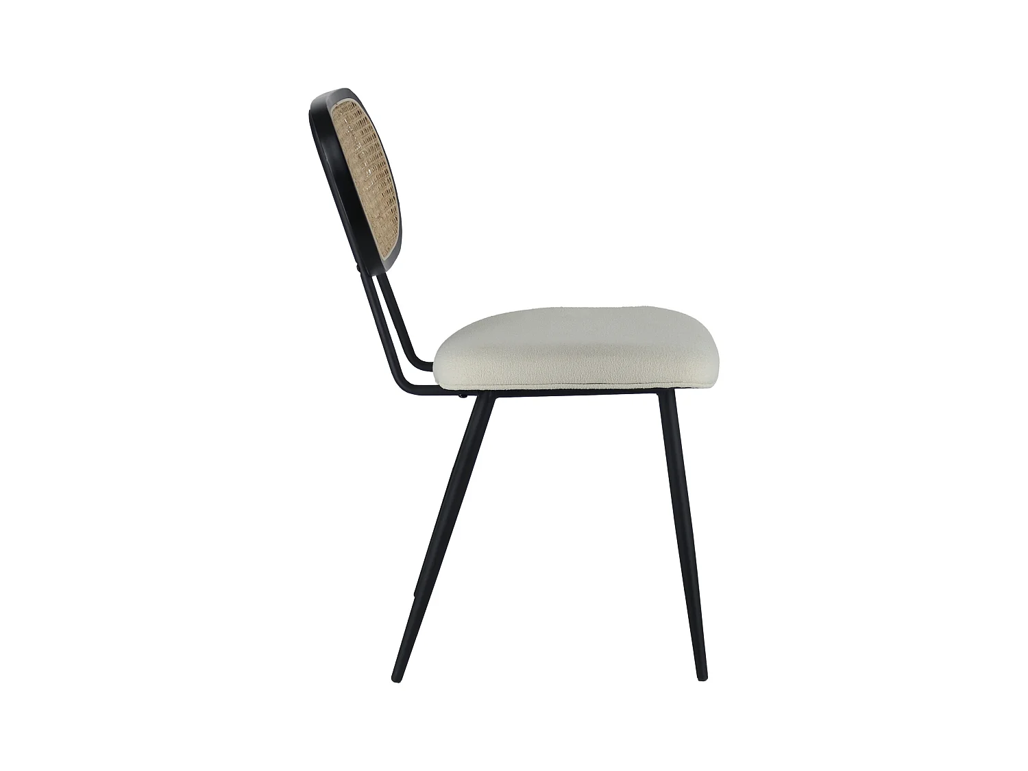 2er Set Stühlen aus Rohrgeflecht und ungebleichtem Schlingenstoff ELENA