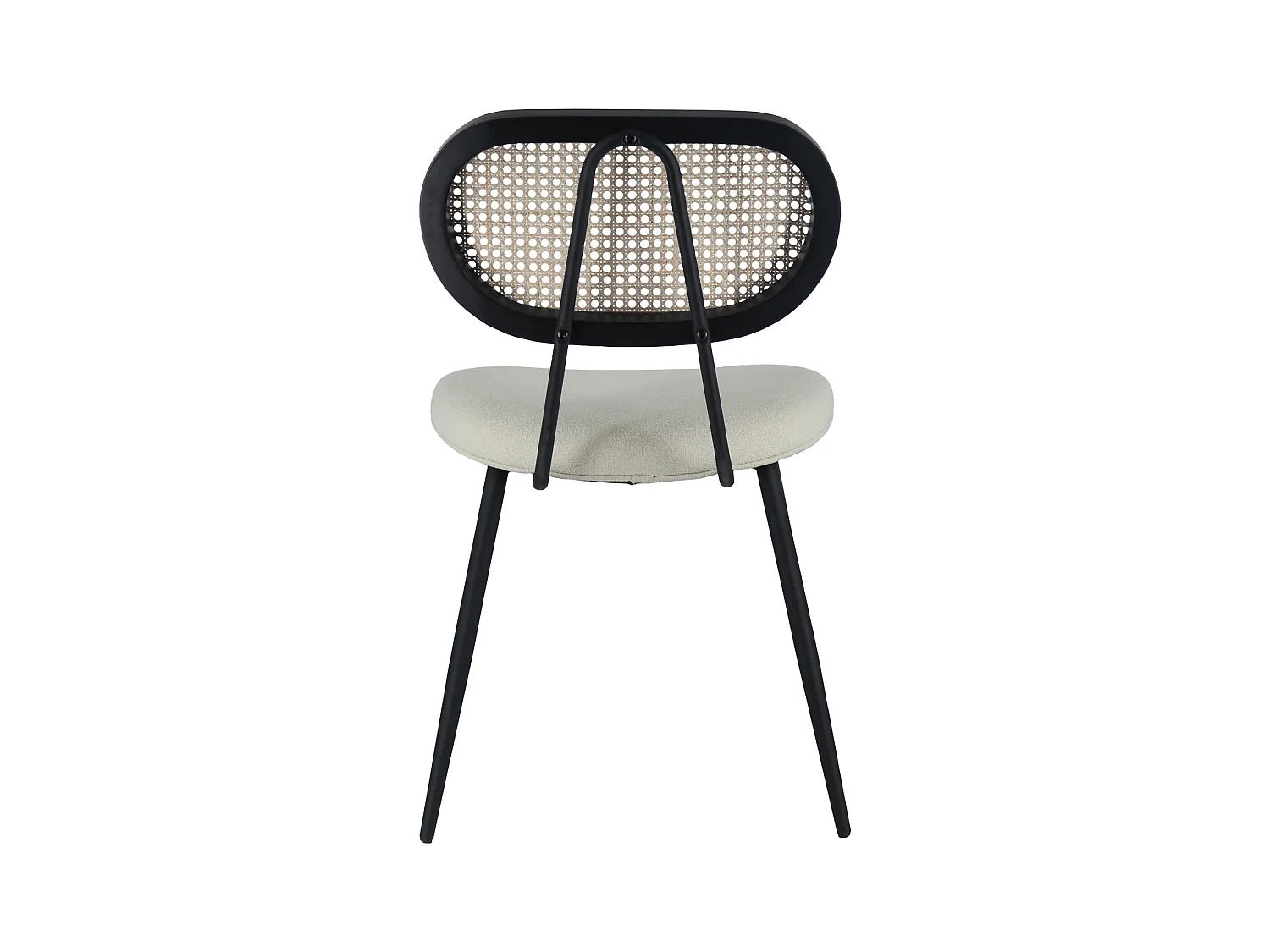 2er Set Stühlen aus Rohrgeflecht und ungebleichtem Schlingenstoff ELENA