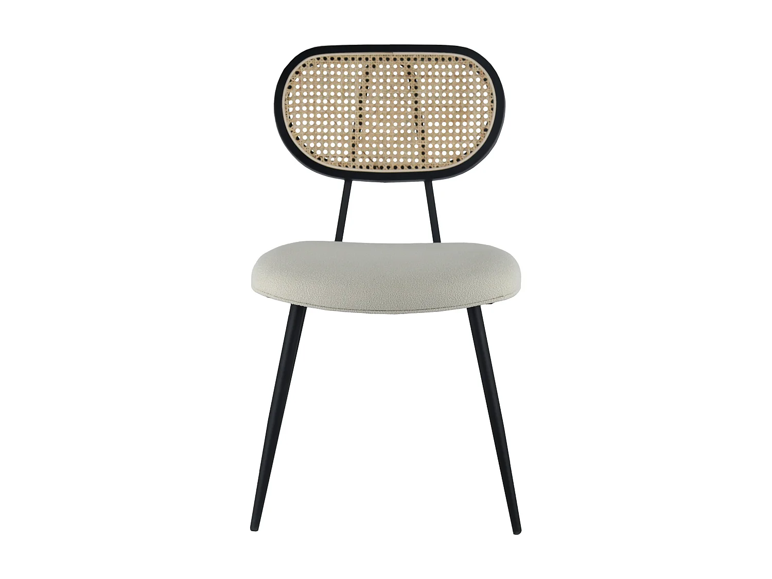 Lot de 2 chaises en cannage et tissu boucle écru ELENA - HAPPY GARDEN