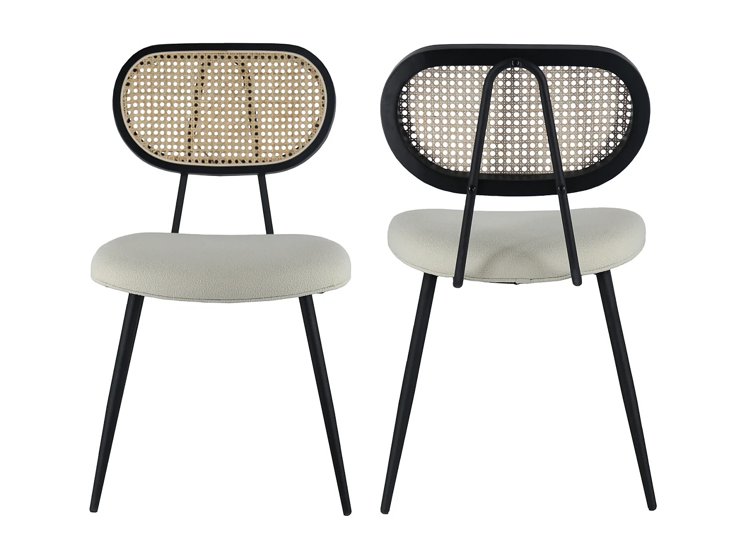 Juego de 2 sillas de rejilla color crudo ELENA