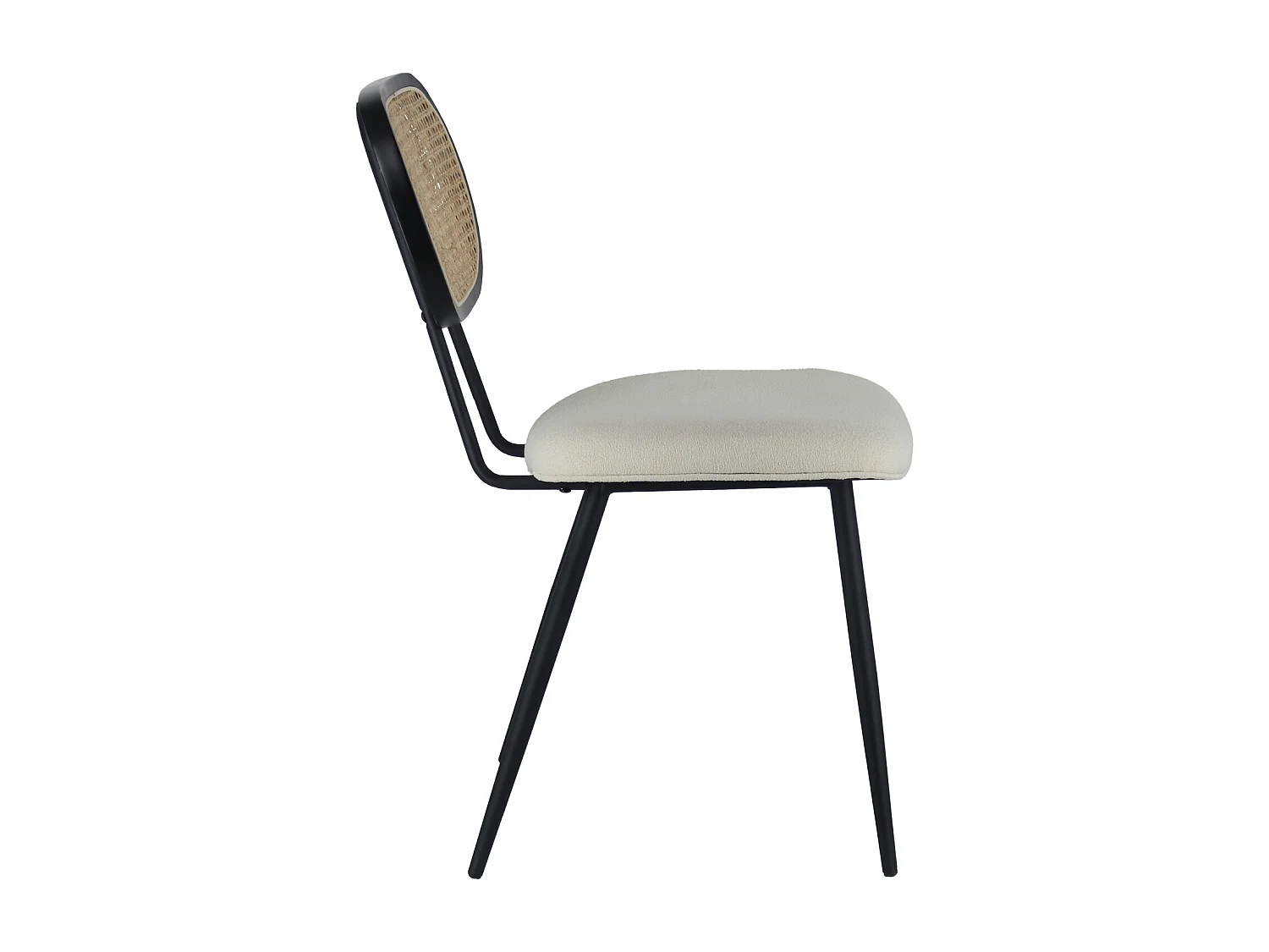 Lot de 2 chaises en cannage et tissu boucle écru ELENA - HAPPY GARDEN