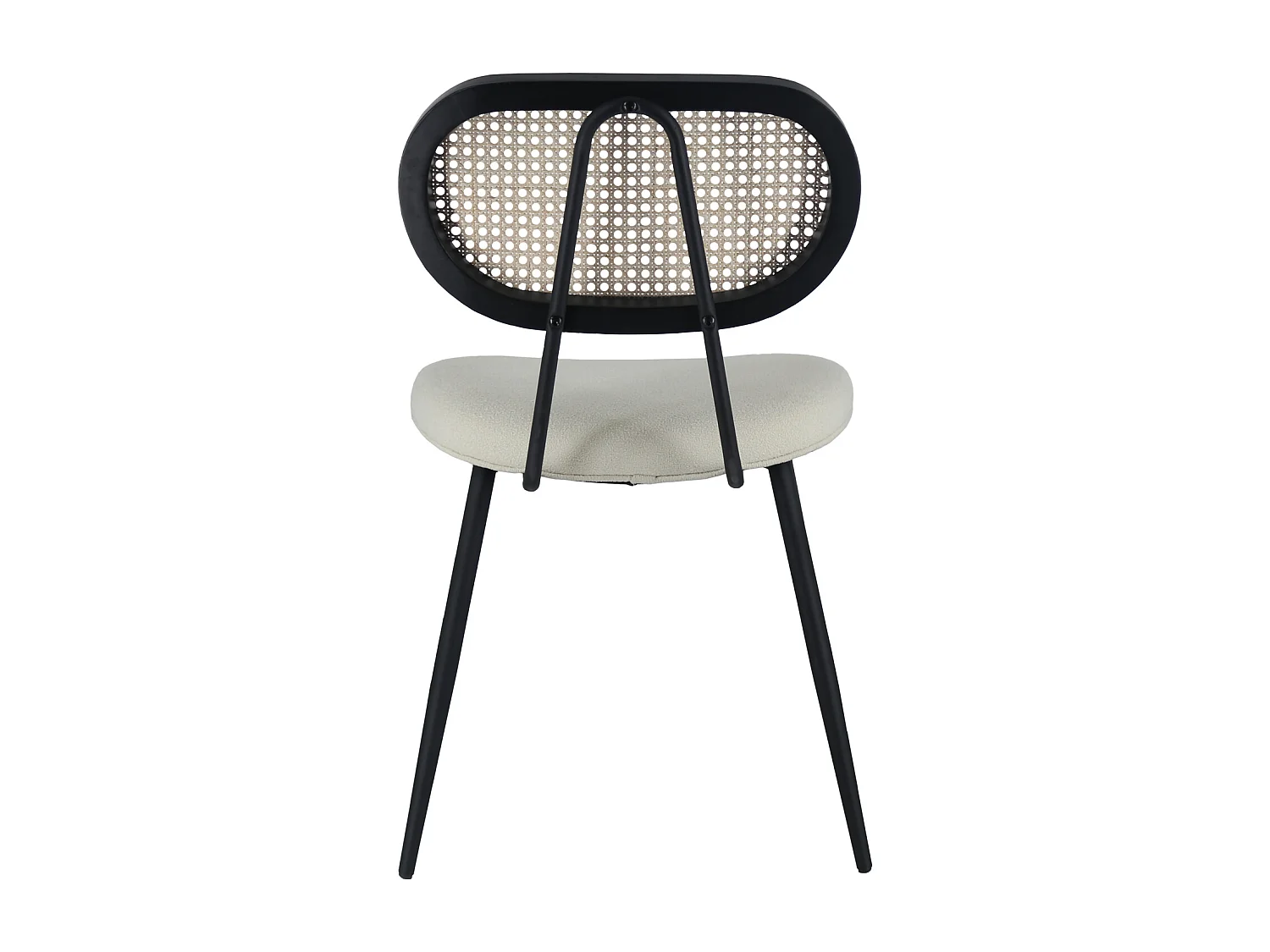 Lot de 2 chaises en cannage et tissu boucle écru ELENA - HAPPY GARDEN