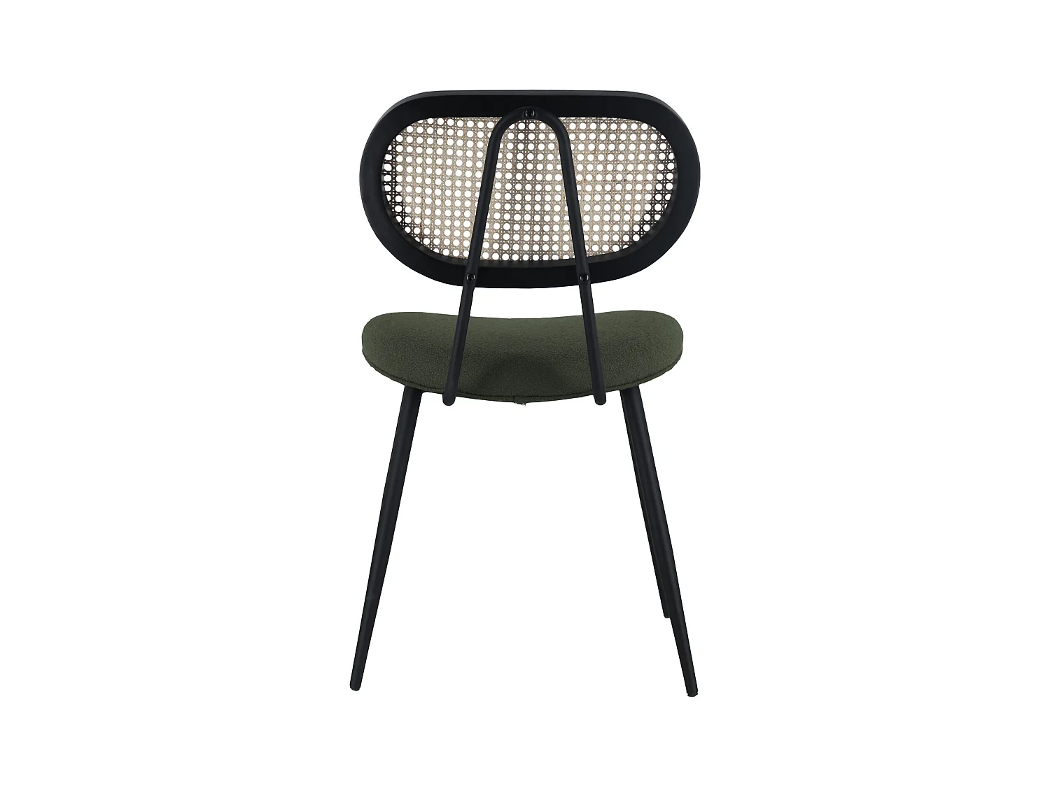 Set van 2 kaki groene riet en lus stoelen ELENA