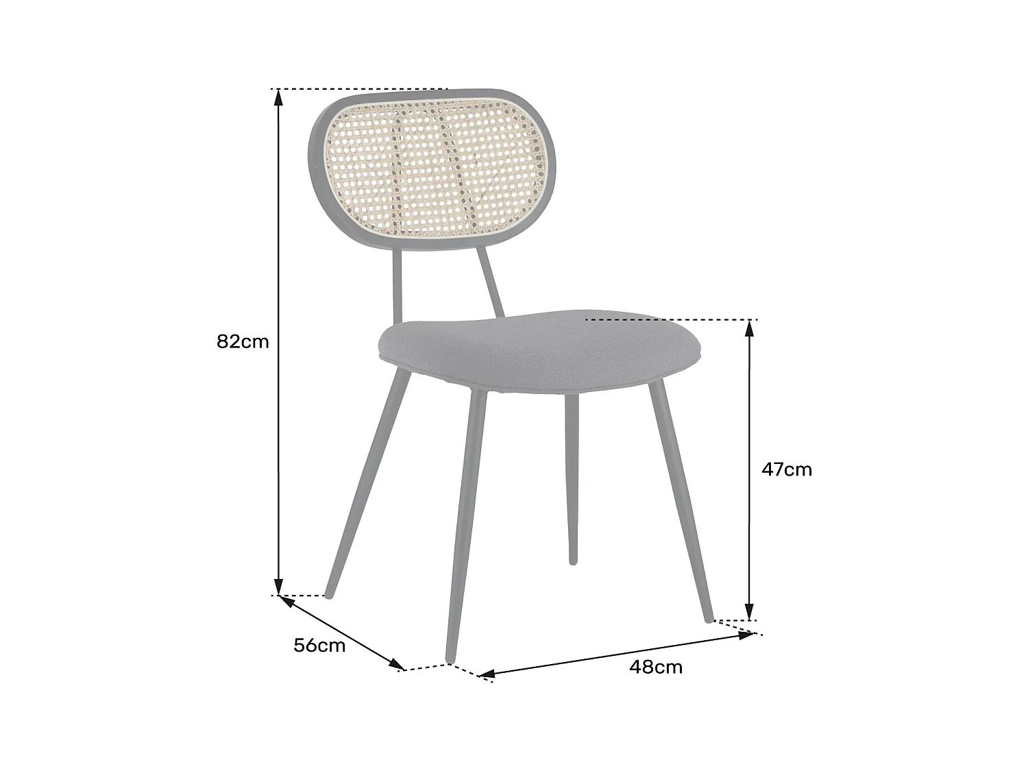 Set van 2 kaki groene riet en lus stoelen ELENA