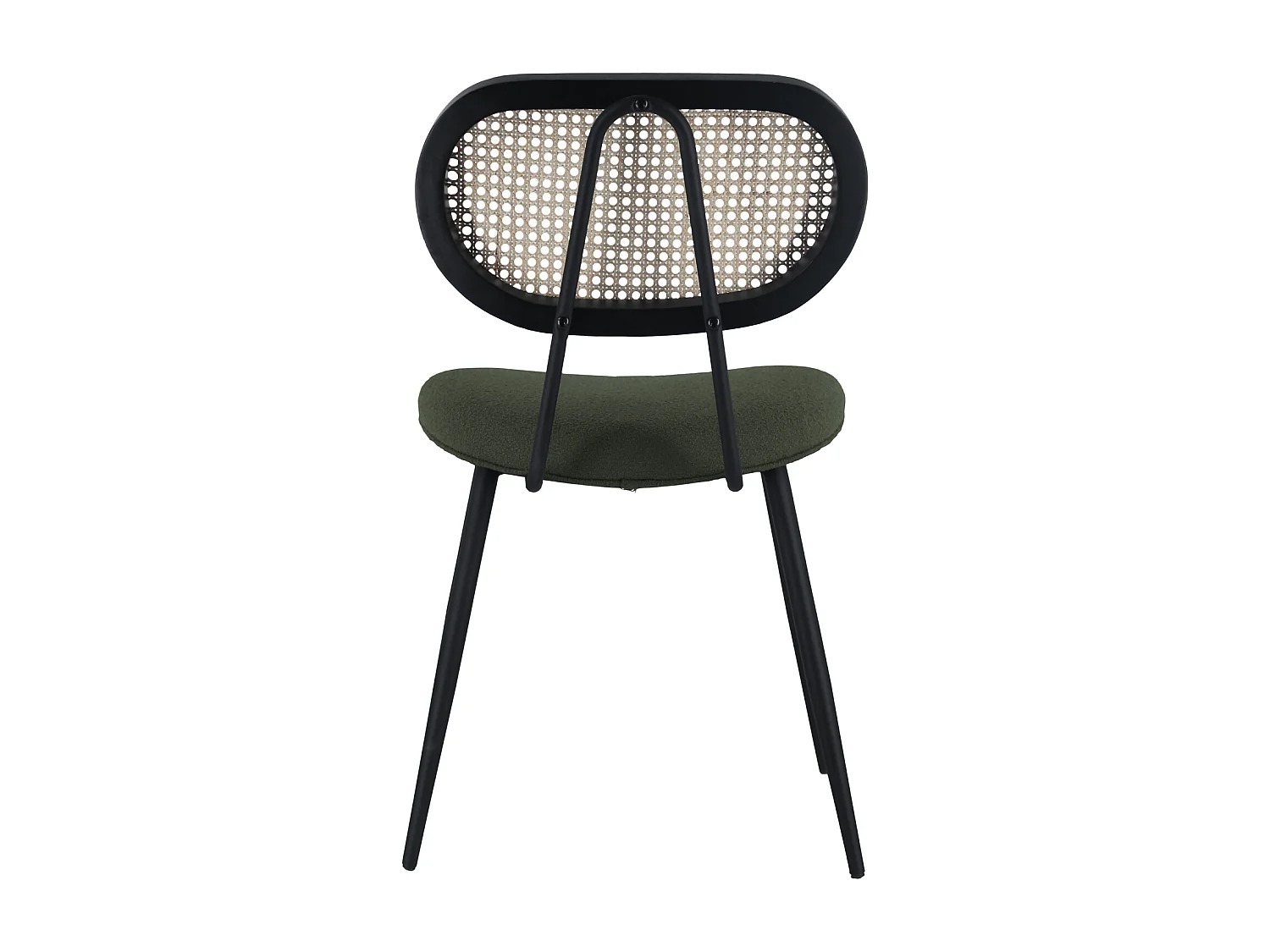 Lot de 2 chaises en cannage et tissu boucle vert kaki ELENA - HAPPY GARDEN