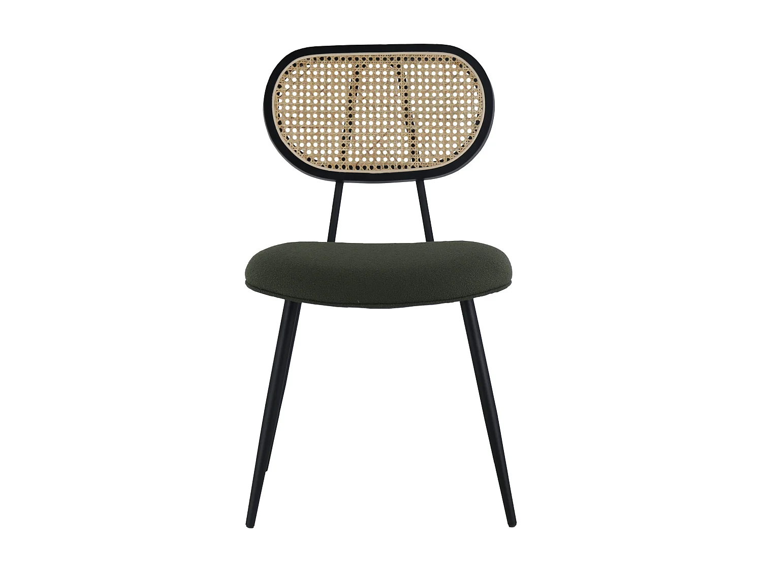 Lot de 2 chaises en cannage et tissu boucle vert kaki ELENA - HAPPY GARDEN