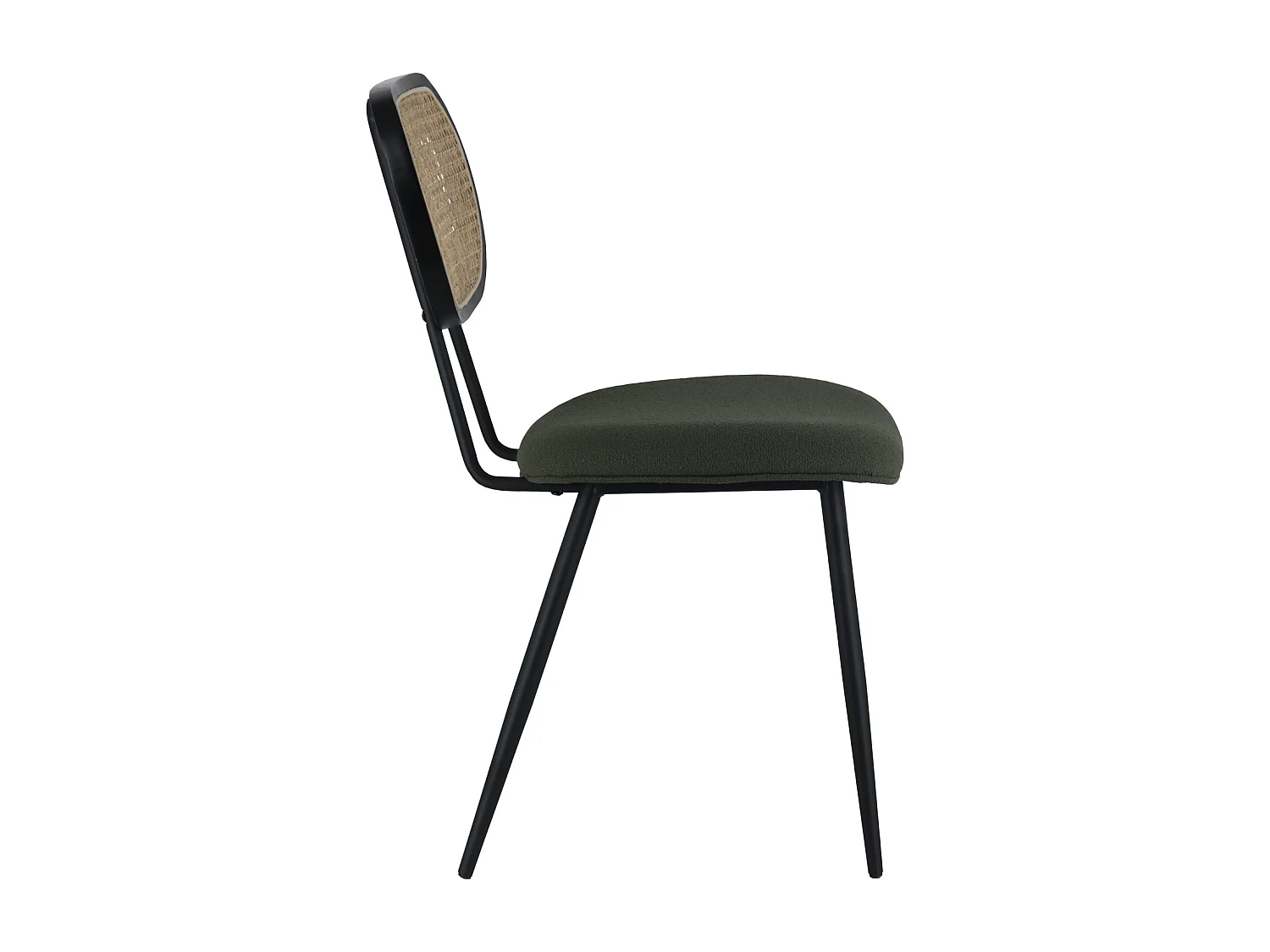 Lot de 2 chaises en cannage et tissu boucle vert kaki ELENA - HAPPY GARDEN