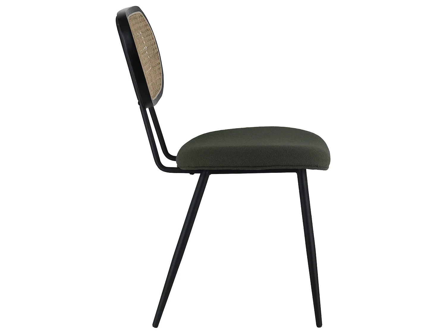 Set van 2 kaki groene riet en lus stoelen ELENA