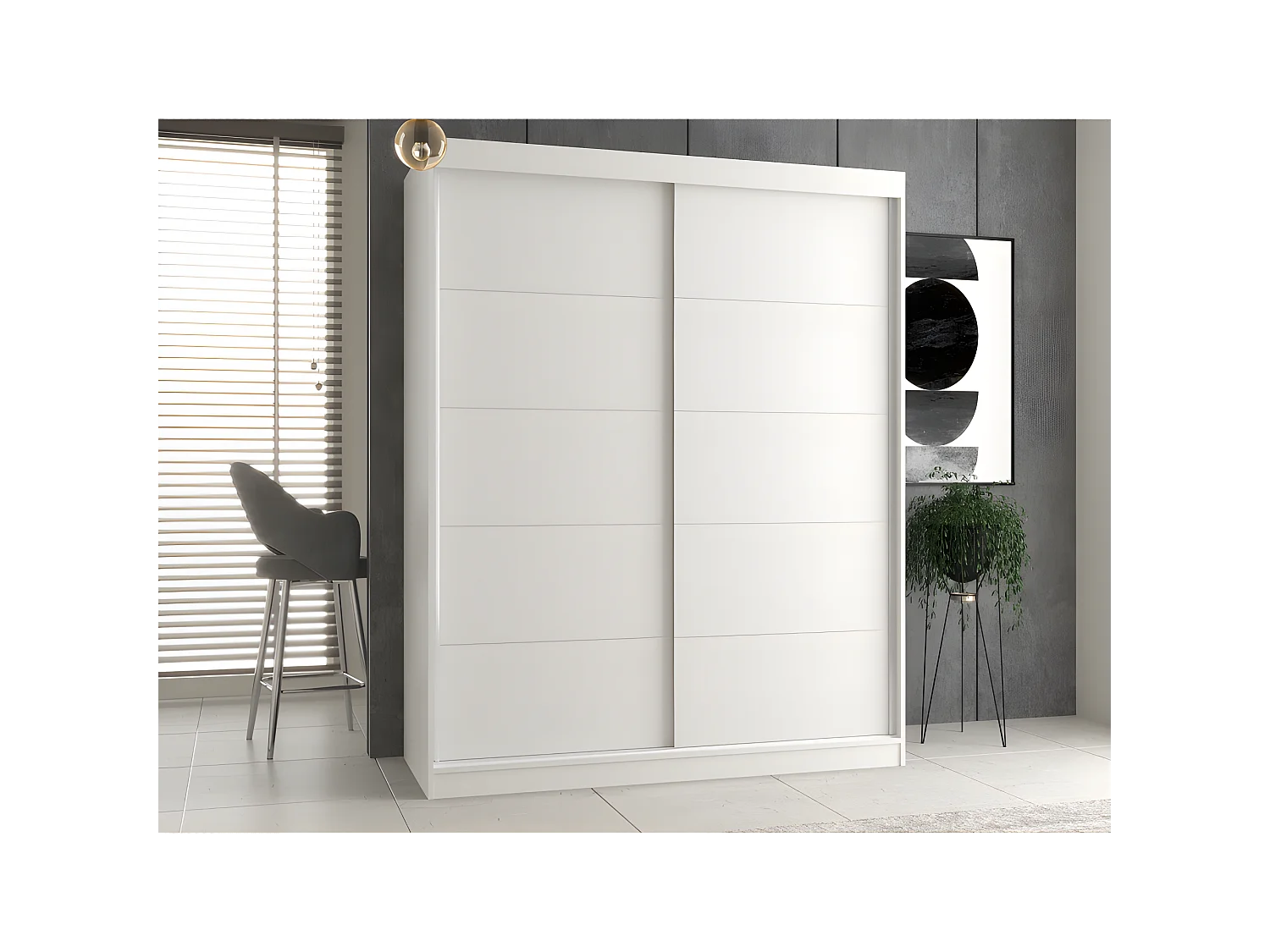 PAOLO - Armoire  à 2 portes coulissantes - Penderie L 160 cm - Dressing de chambre 2 portes