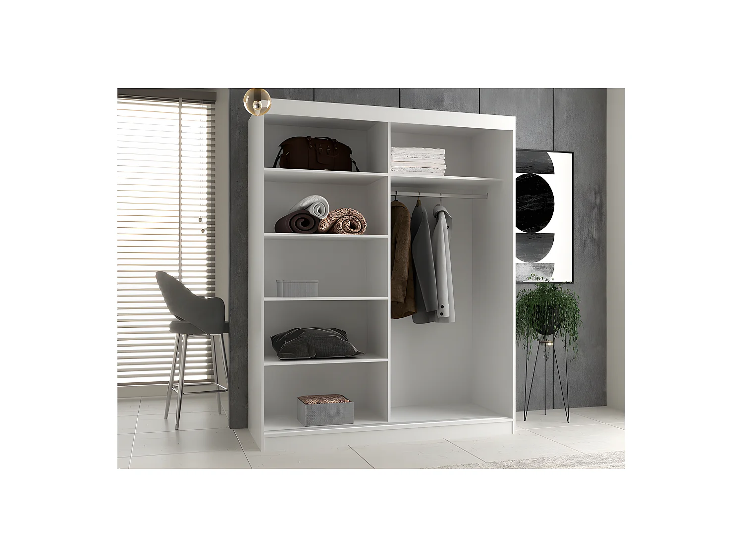 PAOLO - Armario con 2 puertas correderas - Armario L 160 cm - Vestidor con 2 puertas