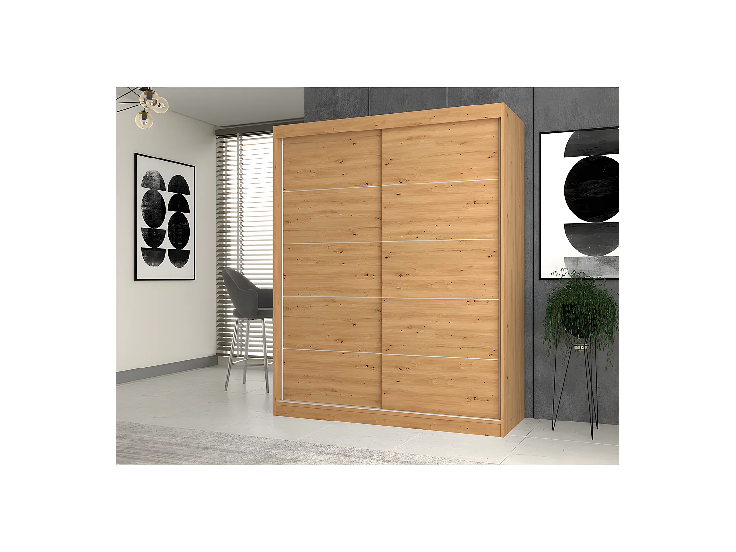 PAOLO - Armario con 2 puertas correderas - Armario L 160 cm - Vestidor con 2 puertas