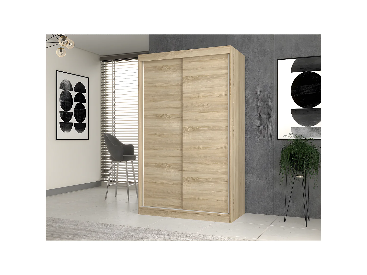 PAOLO - Armadio 2 ante scorrevoli - Larghezza 120 cm - Cabina armadio 2 ante