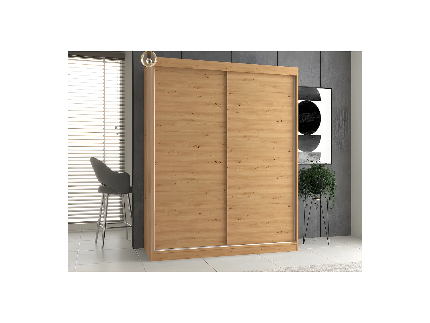 PAOLO - Armario con 2 puertas correderas - Ancho 160 cm - Vestidor con 2 puertas