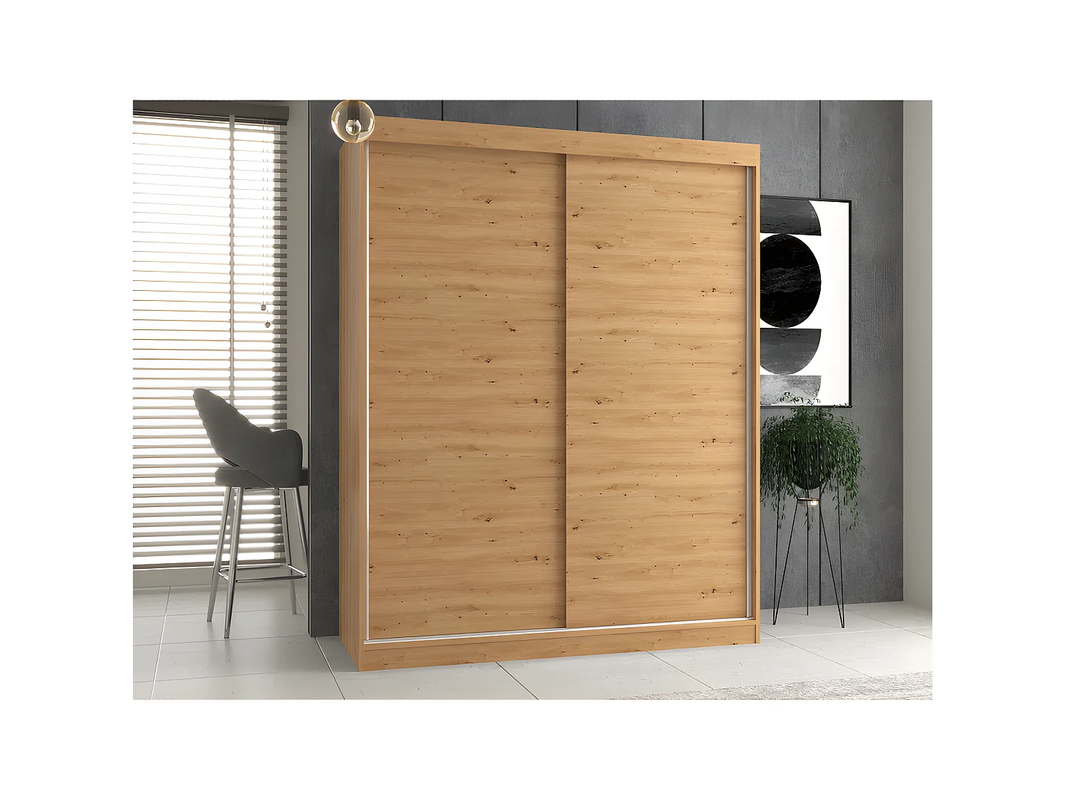 PAOLO - Armoire penderie à 2 portes coulissantes - Largeur 160 cm - Dressing de chambre 2 portes