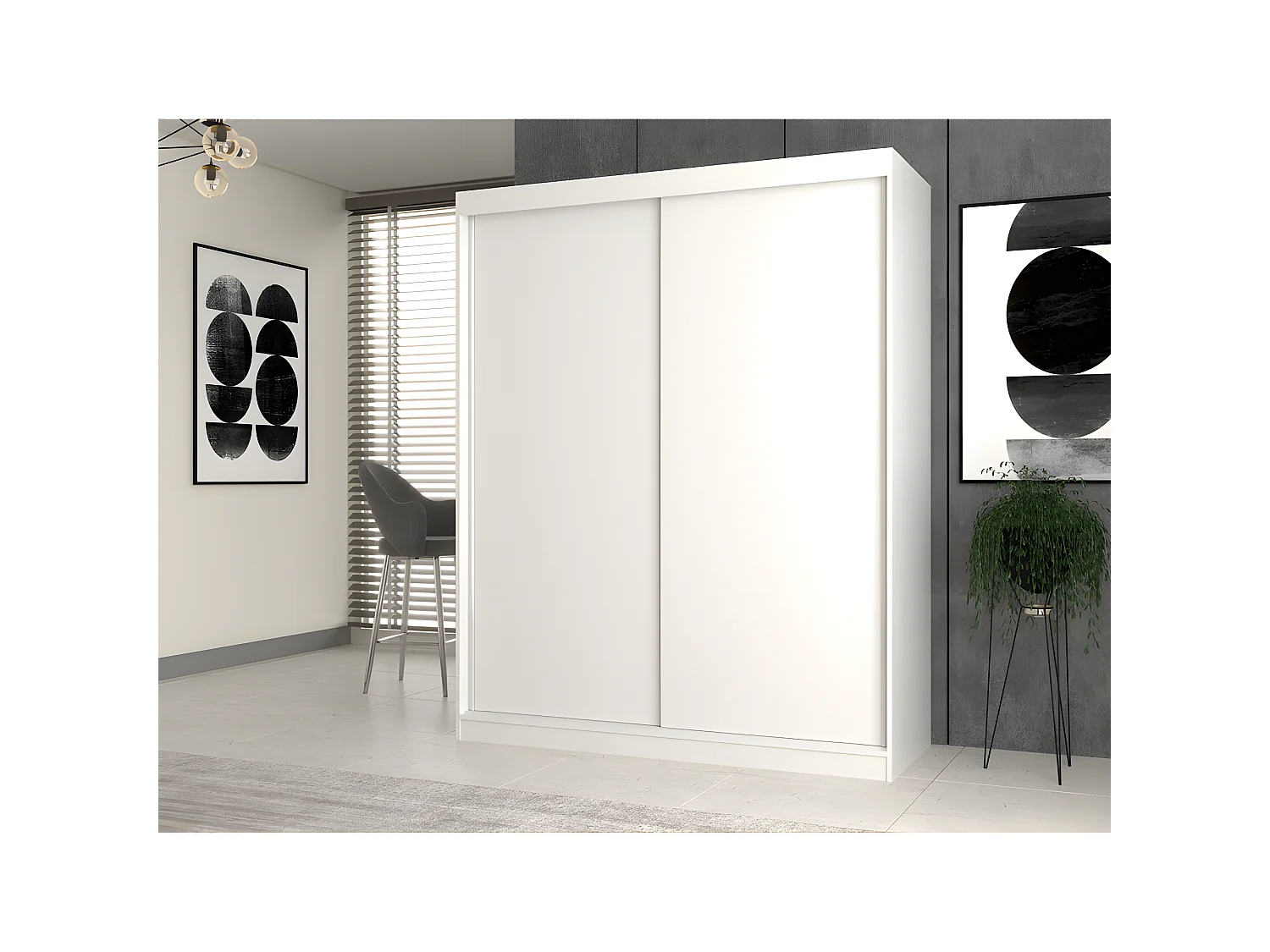 PAOLO - Armoire penderie à 2 portes coulissantes - Largeur 160 cm - Dressing de chambre 2 portes