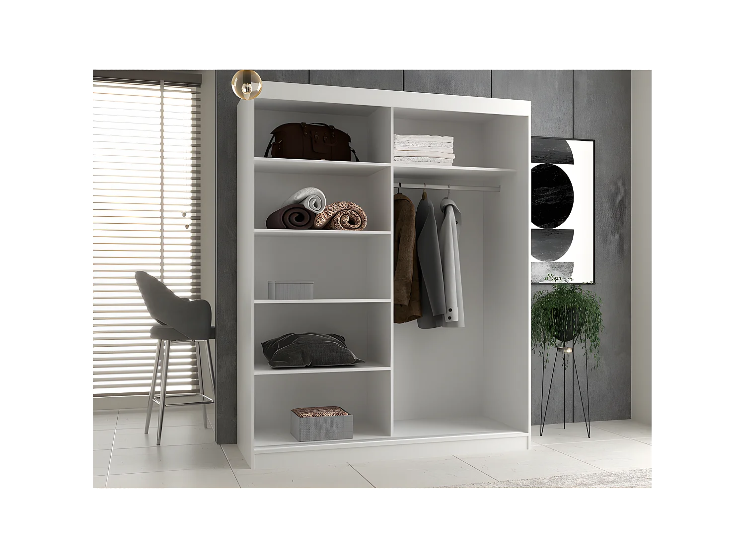 PAOLO - Kleiderschrank mit 2 Schiebetüren - Breite 160 cm - 2-türiges Ankleidezimmer