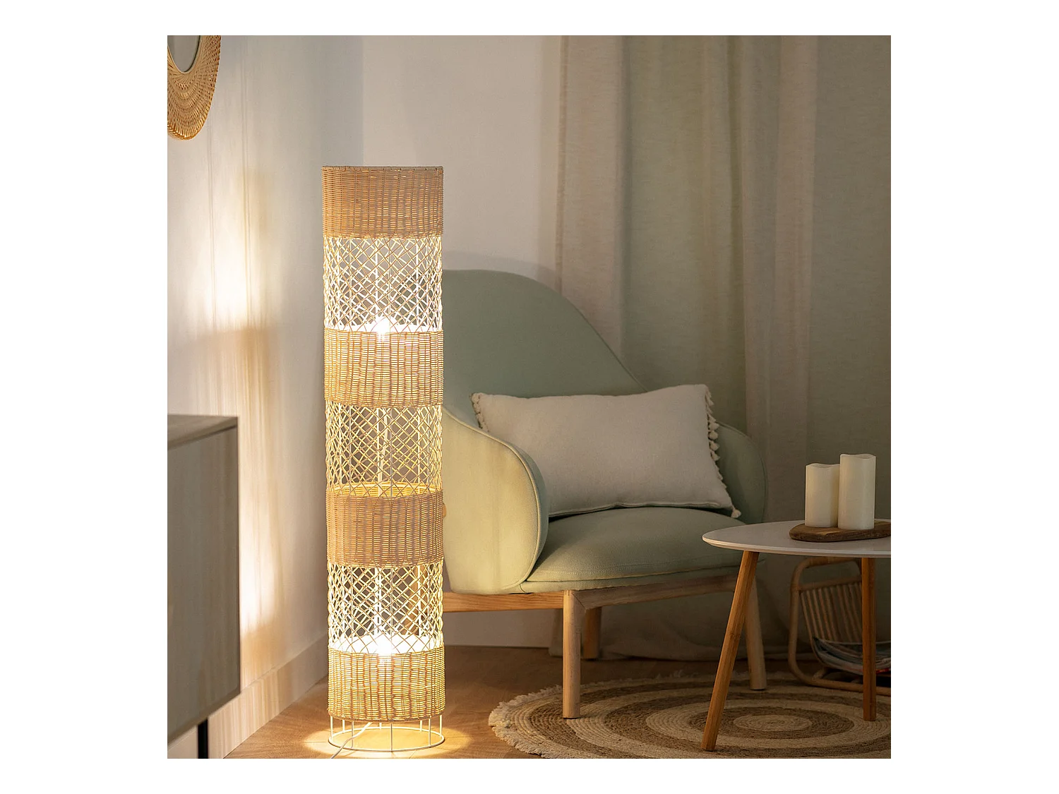 Lampada da Terra in Rattan Rubra Naturale