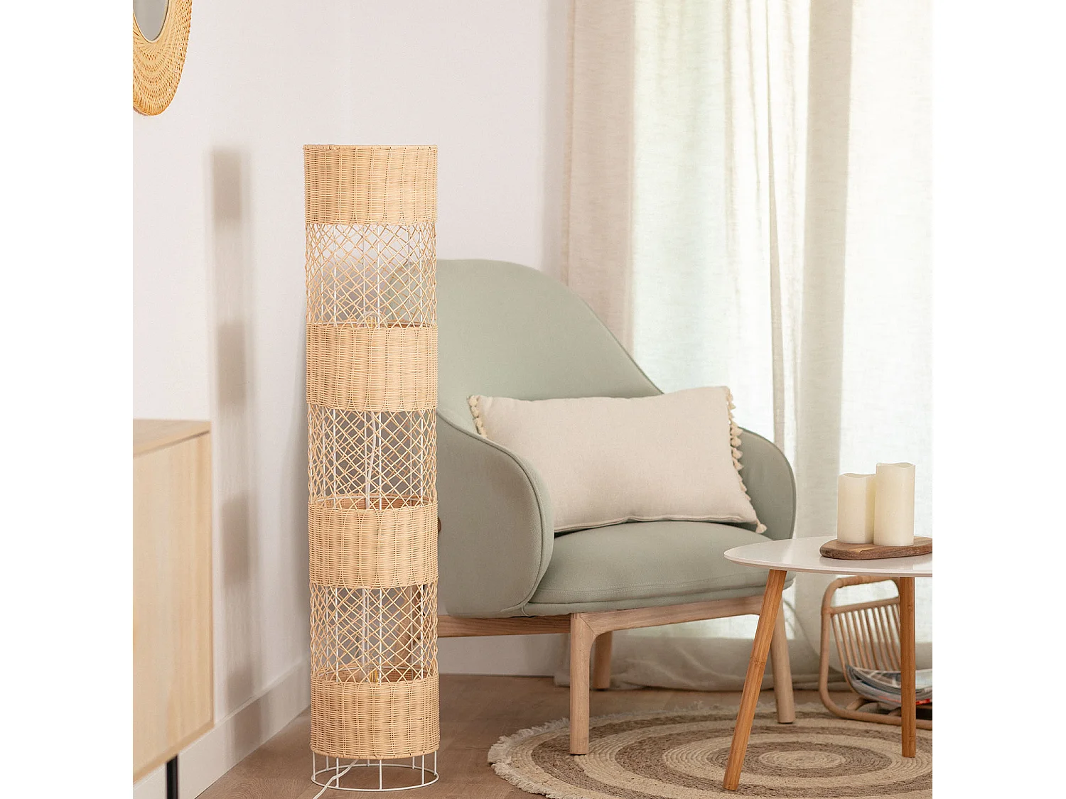 Lámpara de Pie Ratán Rubra Natural