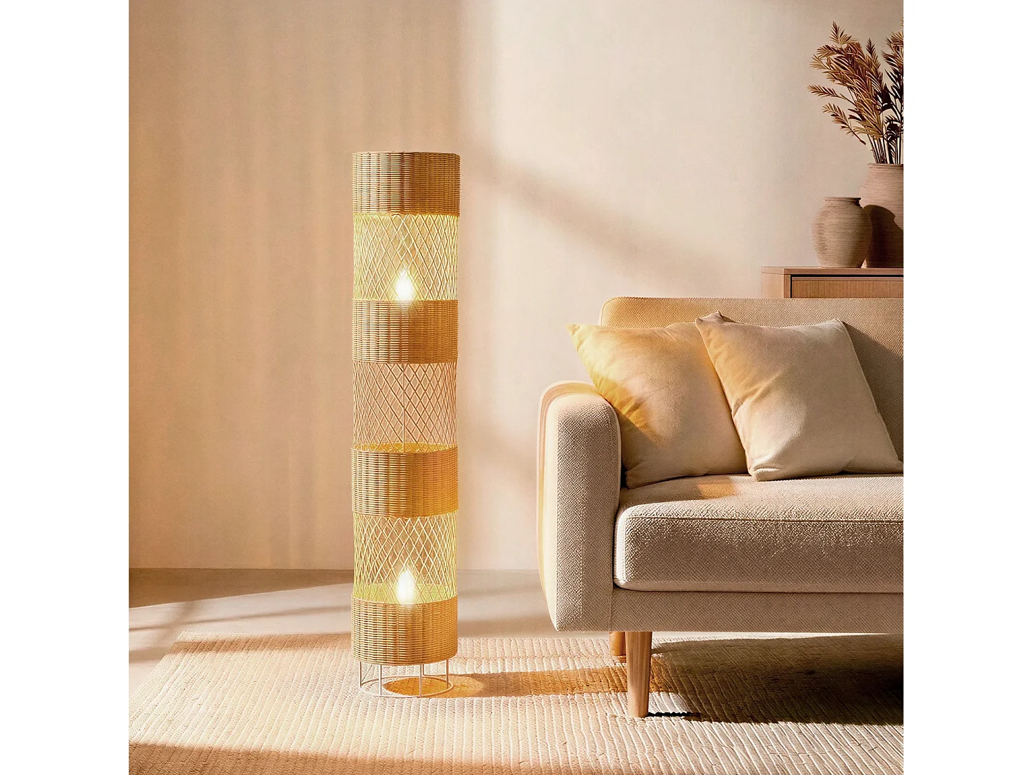 Lámpara de Pie Ratán Rubra Natural