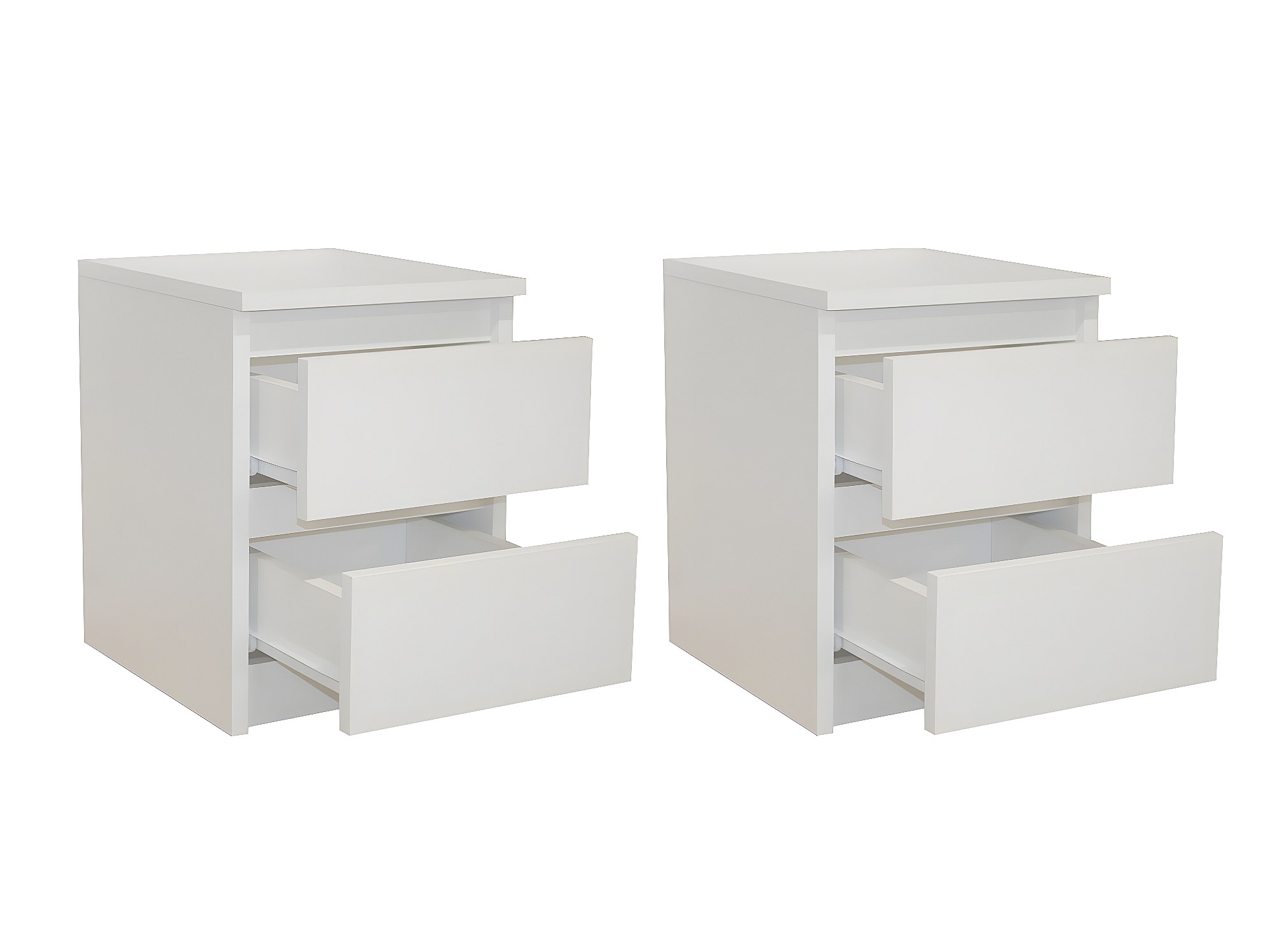 Pack 2 tables de chevet à 2 tiroirs en bois blanc et naturel Kemi