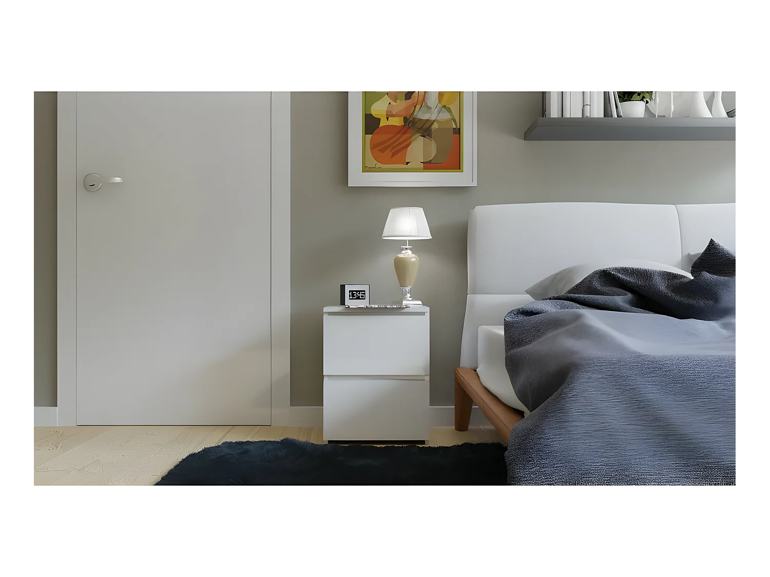 VENICE - Table de chevet style moderne - 40x40x52 - Chevet 2 tiroirs - Meuble de chambre