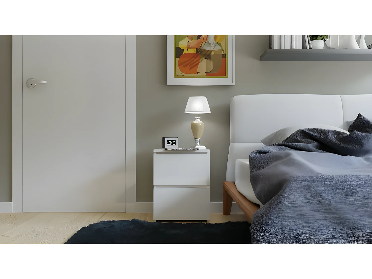 VENICE - Comodino in stile moderno - 40x40x52 - Comodino con 2 cassetti - Arredo camera da letto