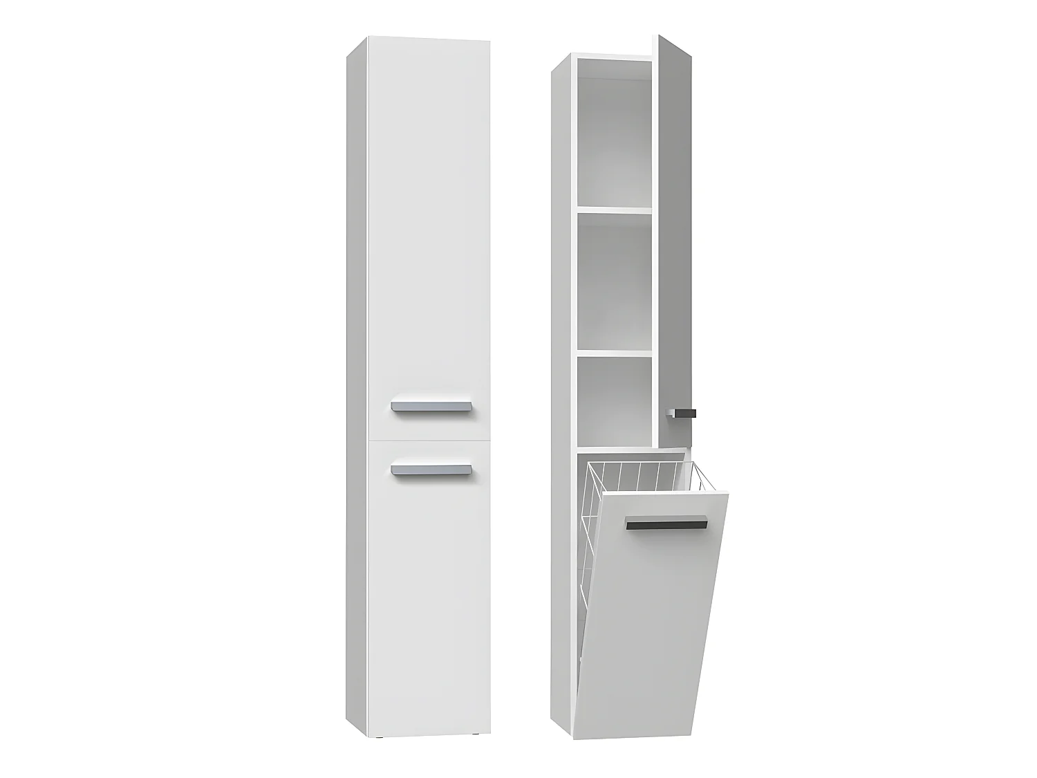 YANA - Mueble de baño con cesto de ropa - 31x30x174 cm - Columna de almacenamiento de baño