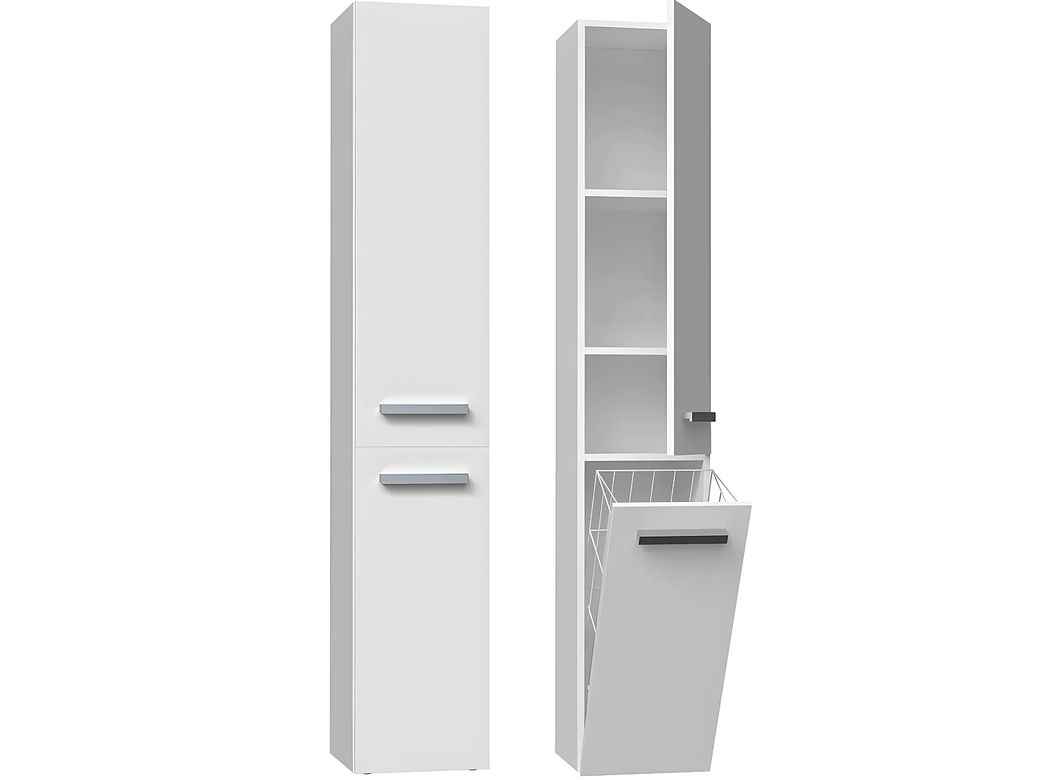 YANA - Mueble de baño con cesto de ropa - 31x30x174 cm - Columna de almacenamiento de baño