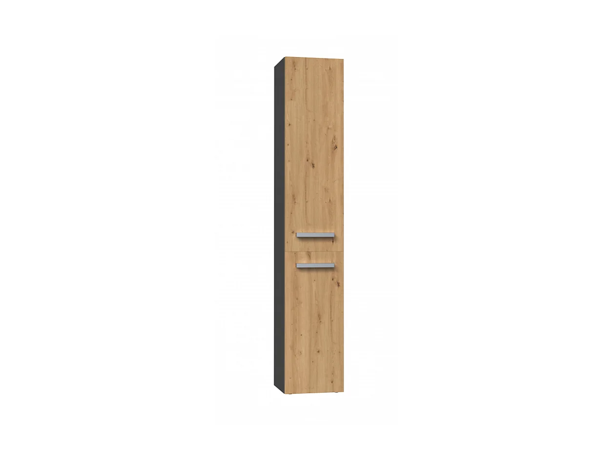 YANA - Meuble salle de bain avec panier à linge - 31x30x174 cm - Colonne rangement SDB