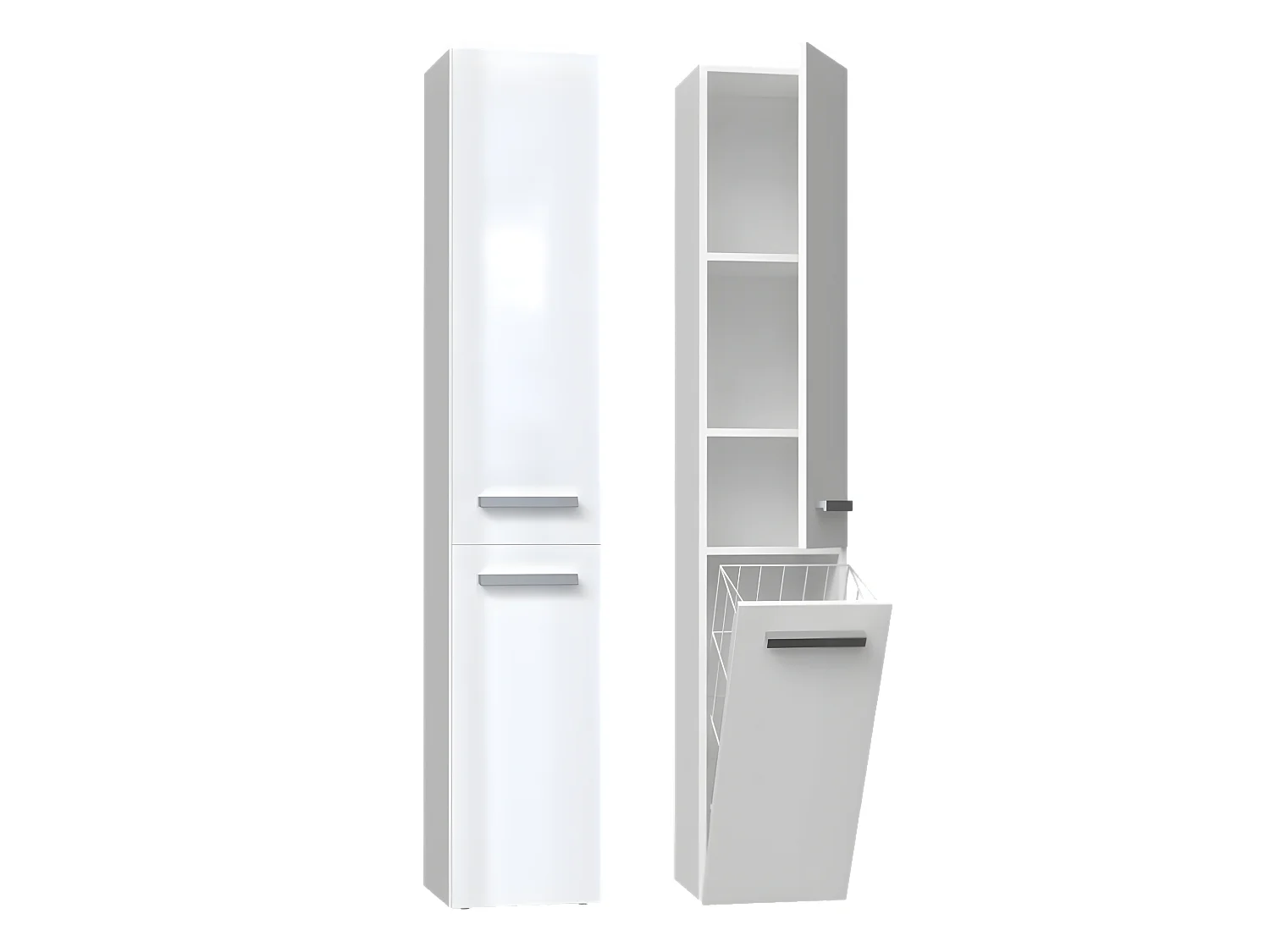 YANA - Mobile bagno con portabiancheria - 31x30x174cm - Colonna portaoggetti bagno