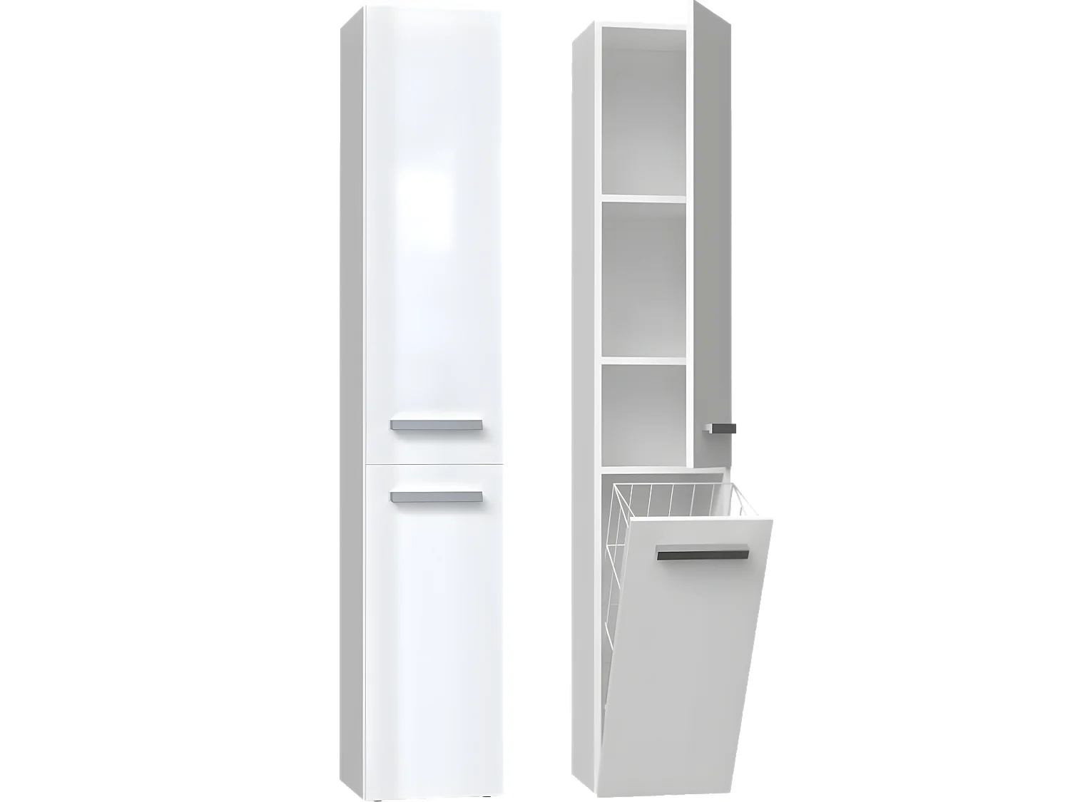 YANA - Mobile bagno con portabiancheria - 31x30x174cm - Colonna portaoggetti bagno