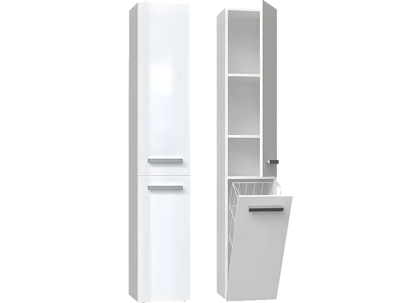 YANA - Mobile bagno con portabiancheria - 31x30x174cm - Colonna portaoggetti bagno