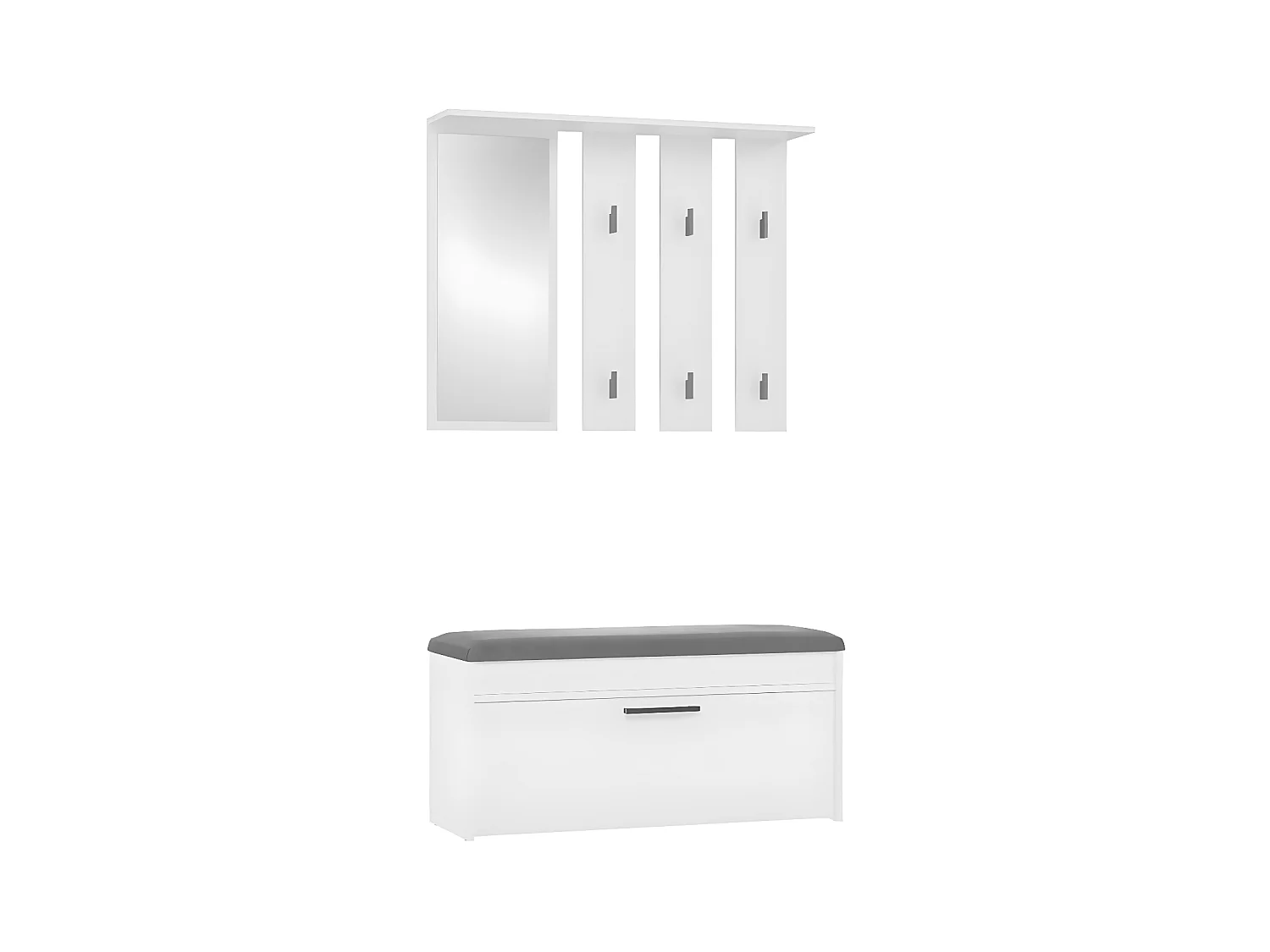 PARMI - Vestiaire d'entrée - Meuble d'entrée avec banc et miroir - Portmanteau Patère murale