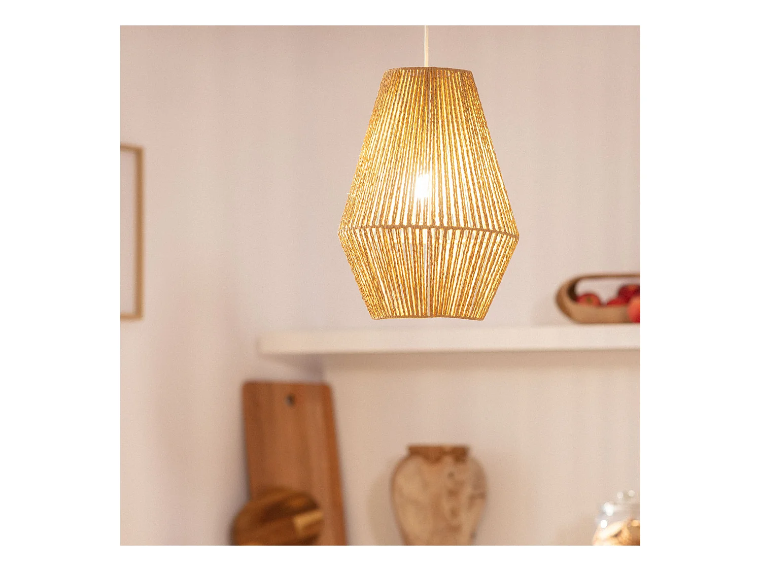 Lampada a Sospensione Carta Intrecciata Trilla Naturale