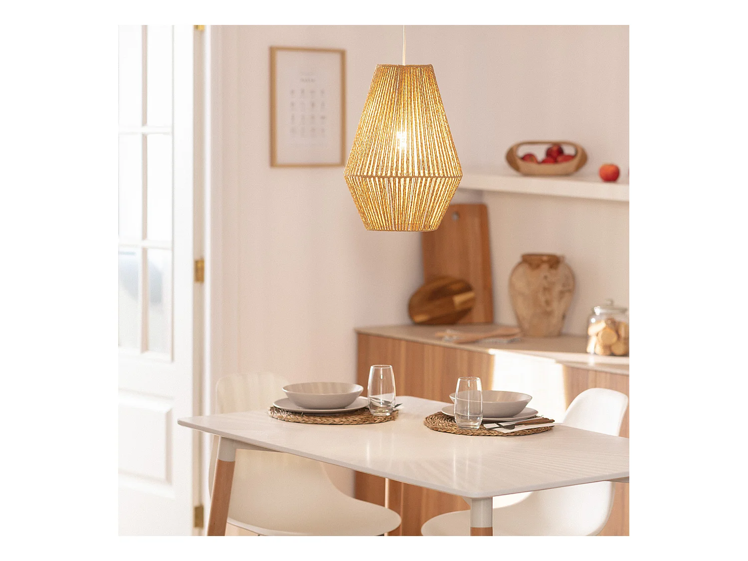 Lampada a Sospensione Carta Intrecciata Trilla Naturale
