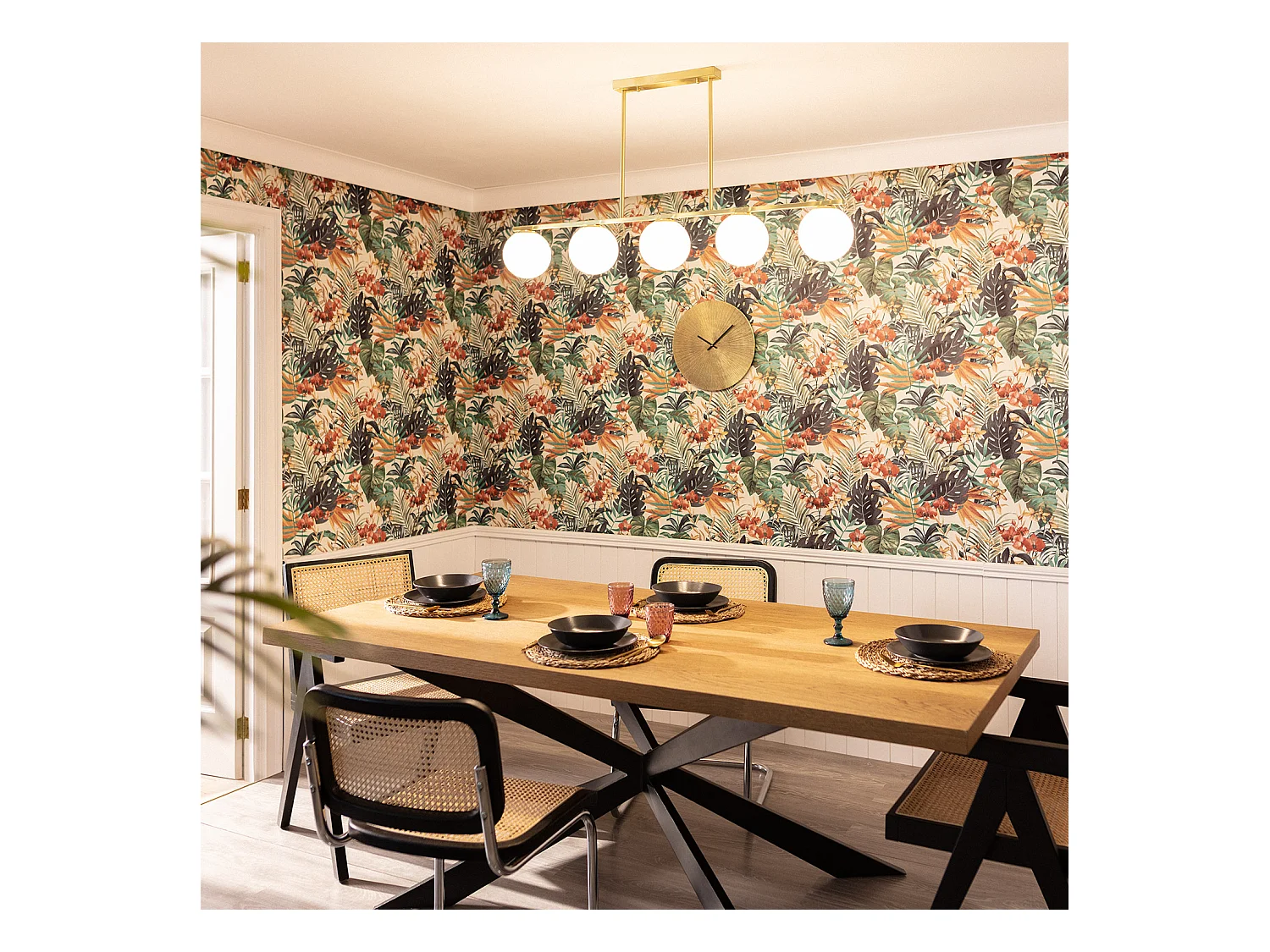 Lampada a Sospensione in Metallo e Vetro Boqor Oro