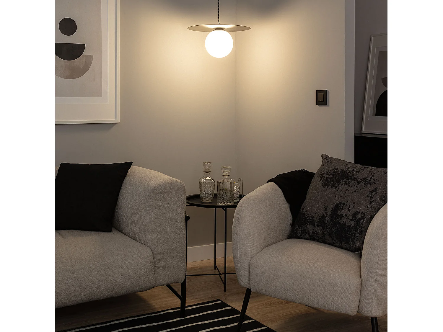 Lámpara Colgante Cristal y Metal Luminia Negro
